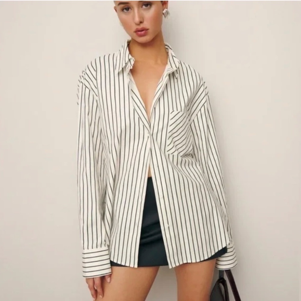 NWT! Reformation Will Oversized Shirt in Savoy Stripe - Size Small - Sold Out